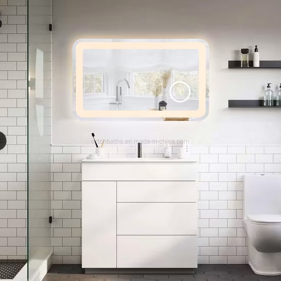 Современное настенное зеркало Ortonbath 28X36 с регулируемой яркостью, безрамным освещением и светодиодным зеркалом для ванной комнаты