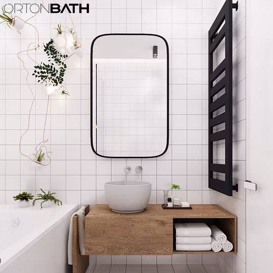 Ortonbath прямоугольная черная рамка неправильной формы, высококачественное настенное зеркало для ванной комнаты, подвесное зеркало с матовой металлической рамой для гостиной, спальни